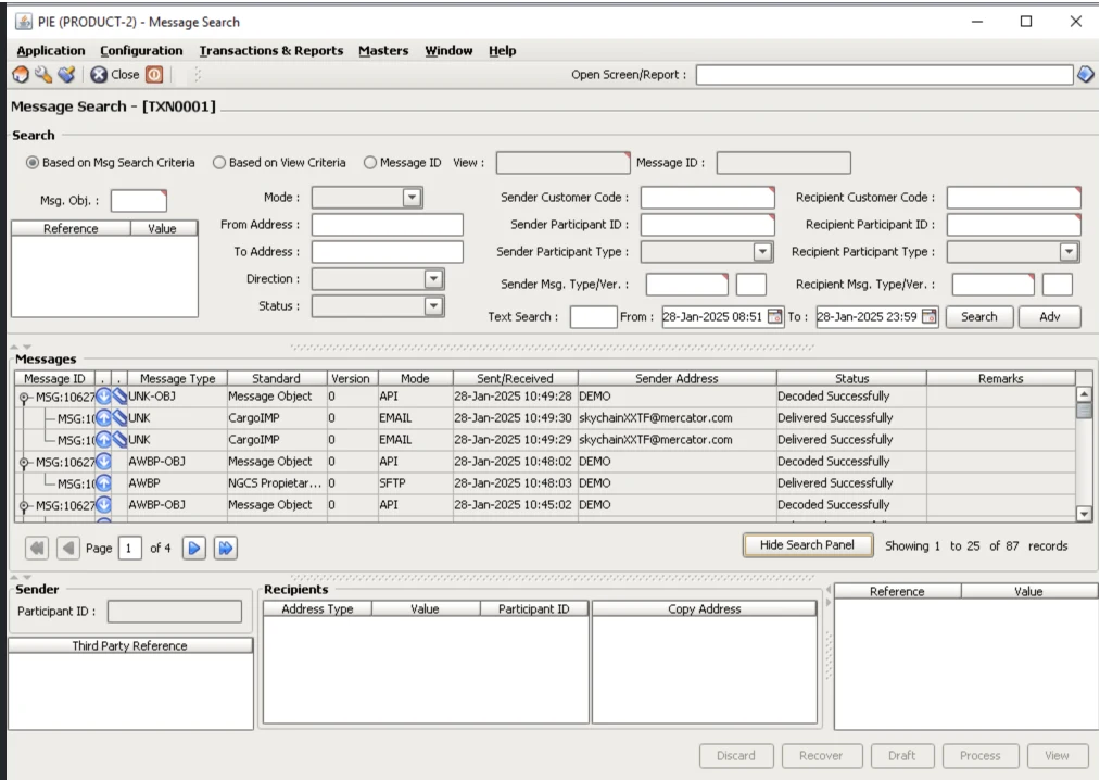Before: legacy Message Search window