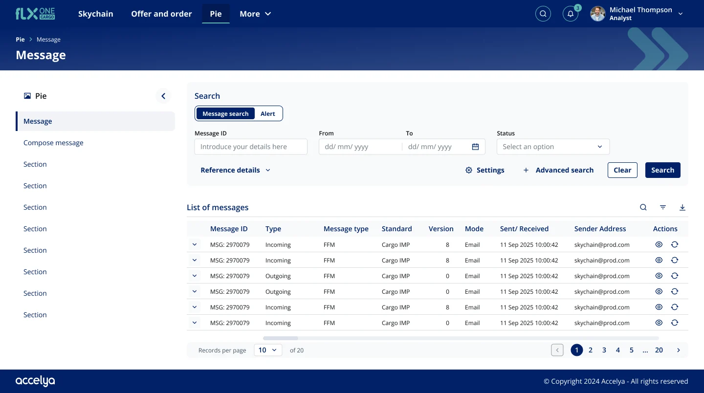 After: redesigned Message screen