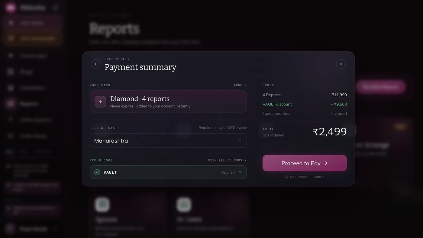 Payment summary with the discount applied.