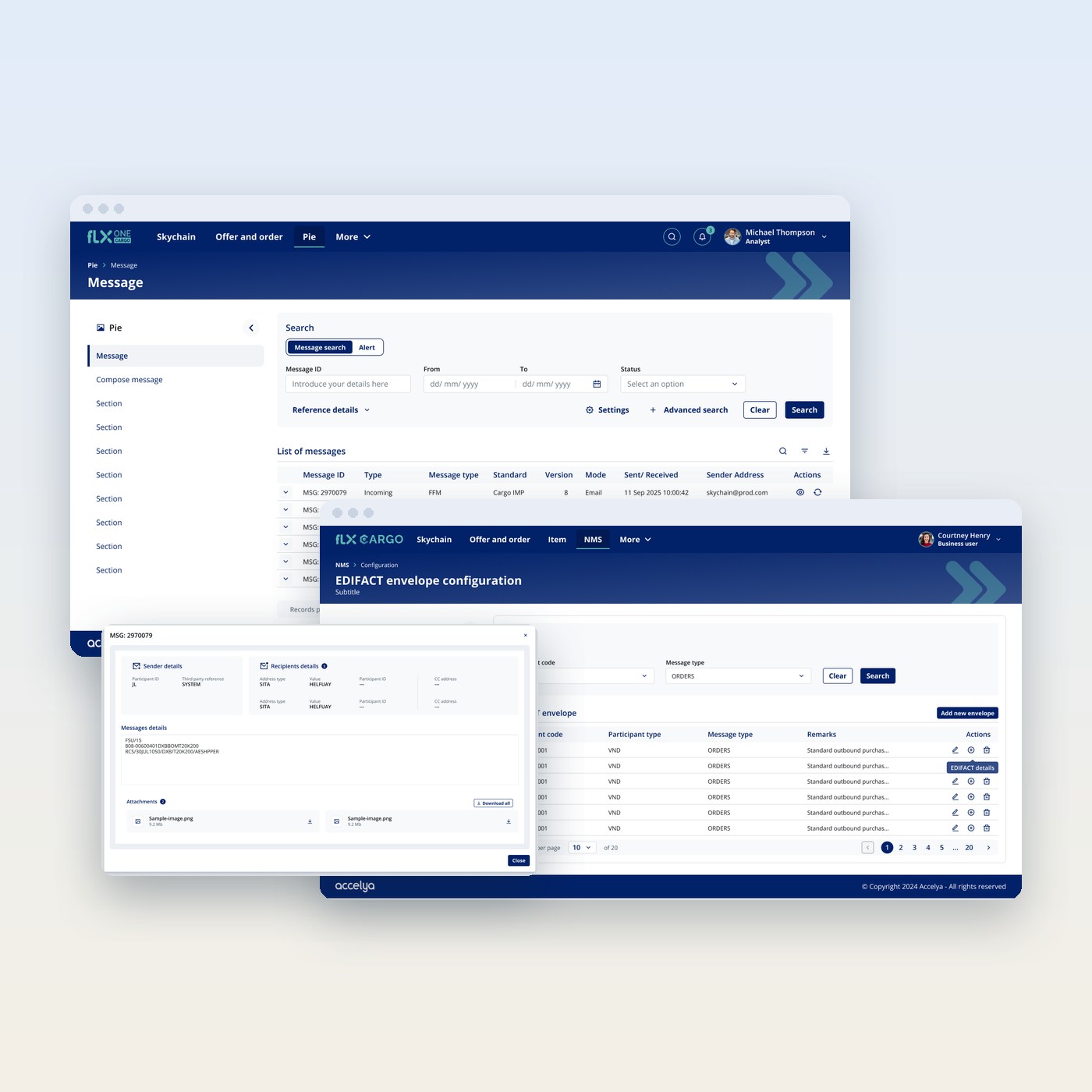 Accelya app screens